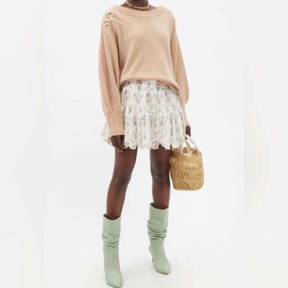 LoveShackFancy Shen 100% cashmere sweater pullover with bow NWT - Picture 2 of 10